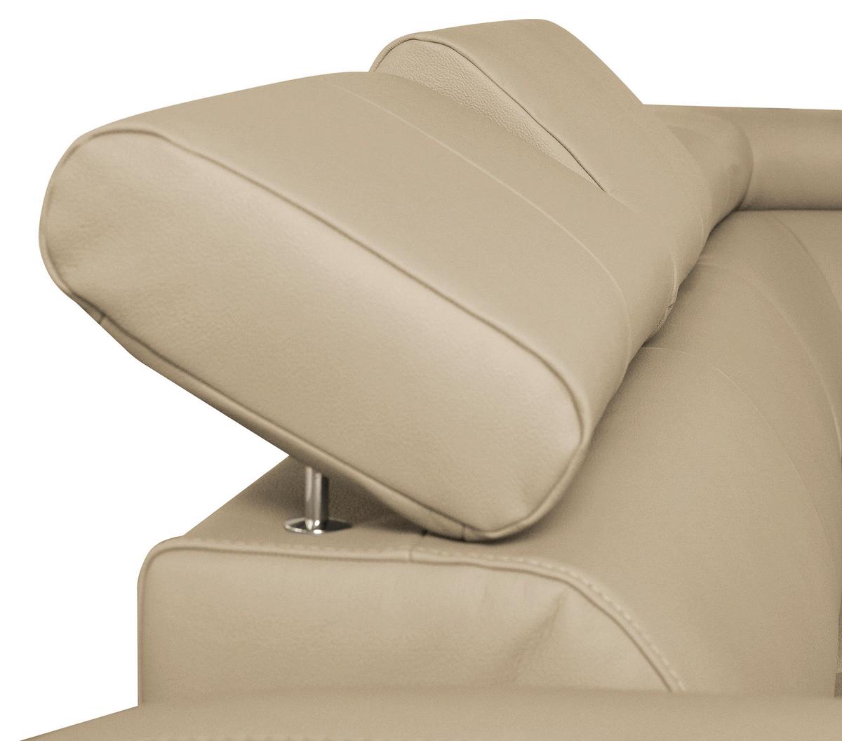 Wohnlandschaft Aspen Beige U-Form: 175 Cm - Chromfarben/Beige, Design, Leder/Textil (175/315/208cm) - Livetastic