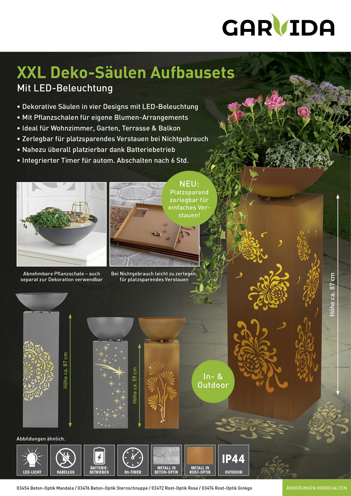 Led-dekosäule Mit Schale Garvida H: 59 Cm - Rostfarben, Trend, Metall (25/59/25cm)