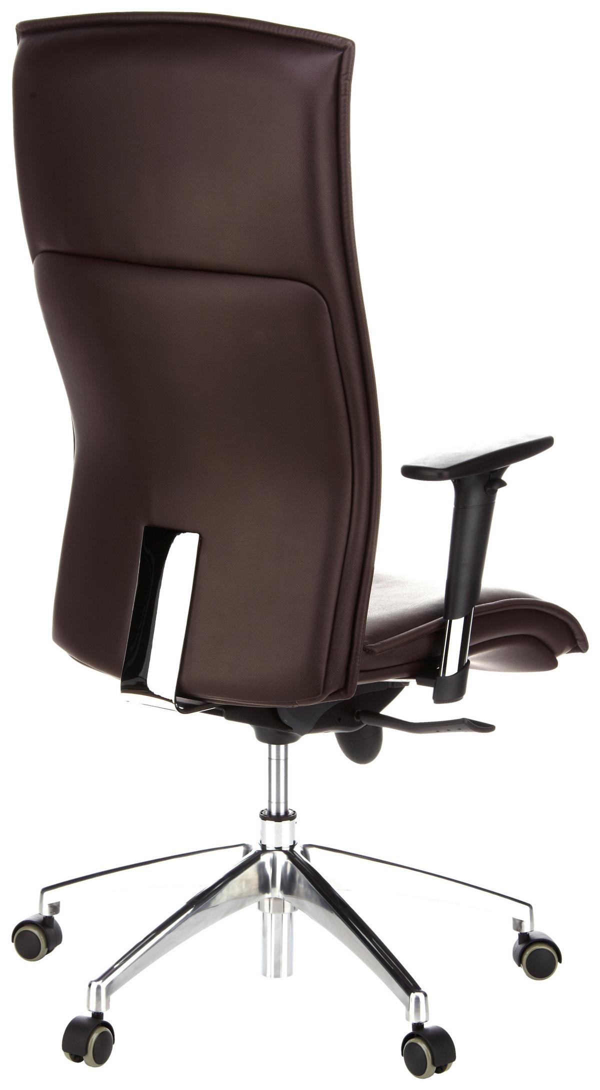 Drehstuhl Murano 20 Dunkelbraun - Dunkelbraun/Alufarben, MODERN, Leder/Kunststoff (59/133/52cm) - MID.YOU