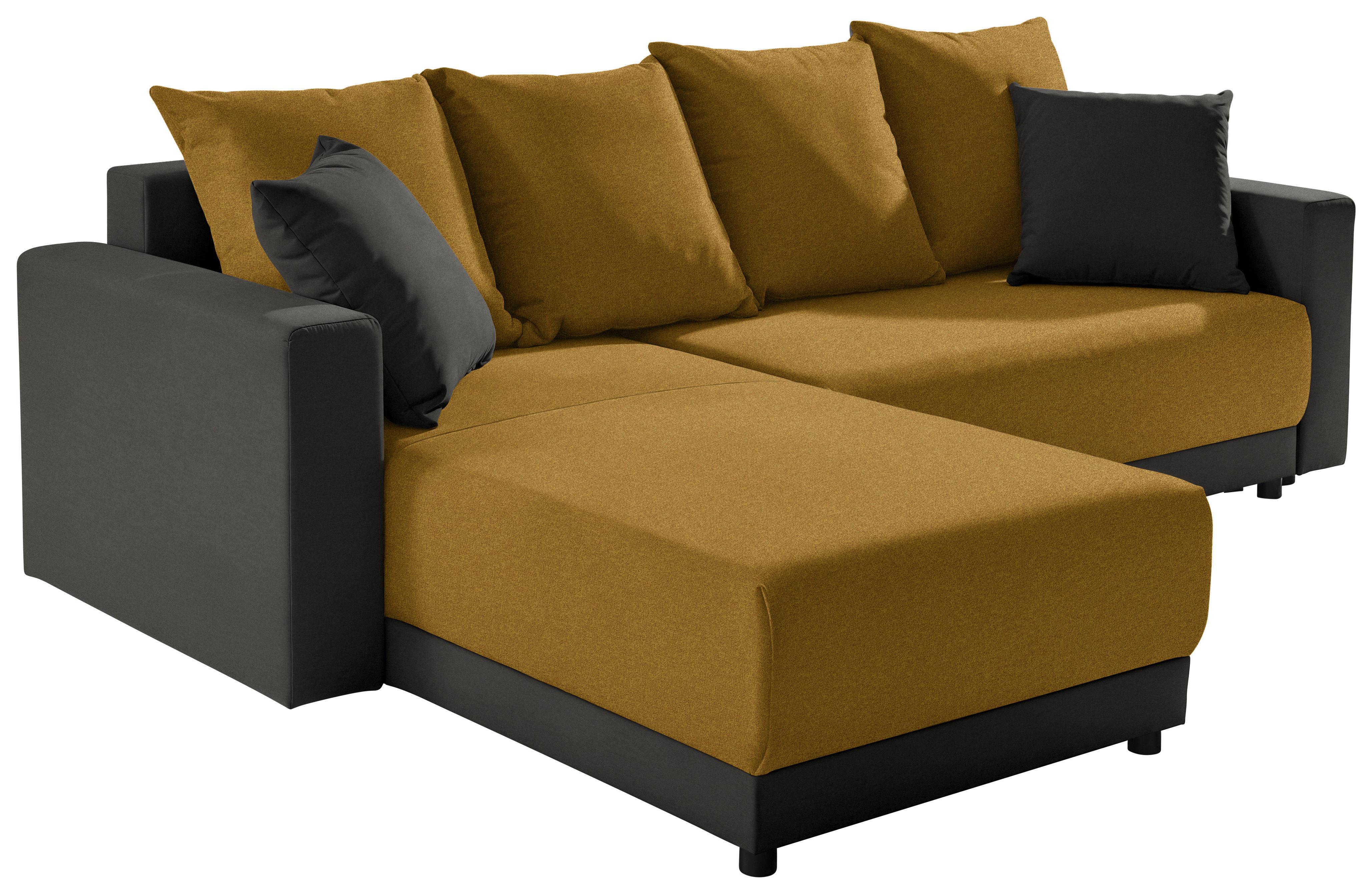 Eckschlafsofa Time - Dunkelgrau/Goldfarben, Design, Textil (178/248cm) - MID.YOU