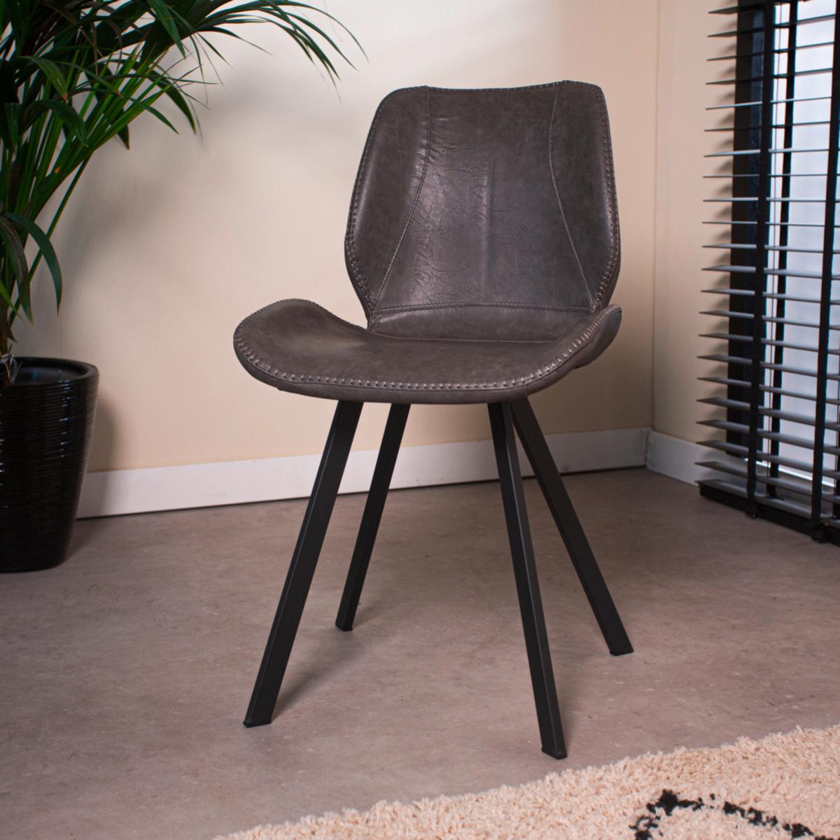 Stuhl-set Barona Anthrazit B: 44 Cm - Anthrazit/Schwarz, MODERN, Textil/Metall (44/80/55cm) - MID.YOU