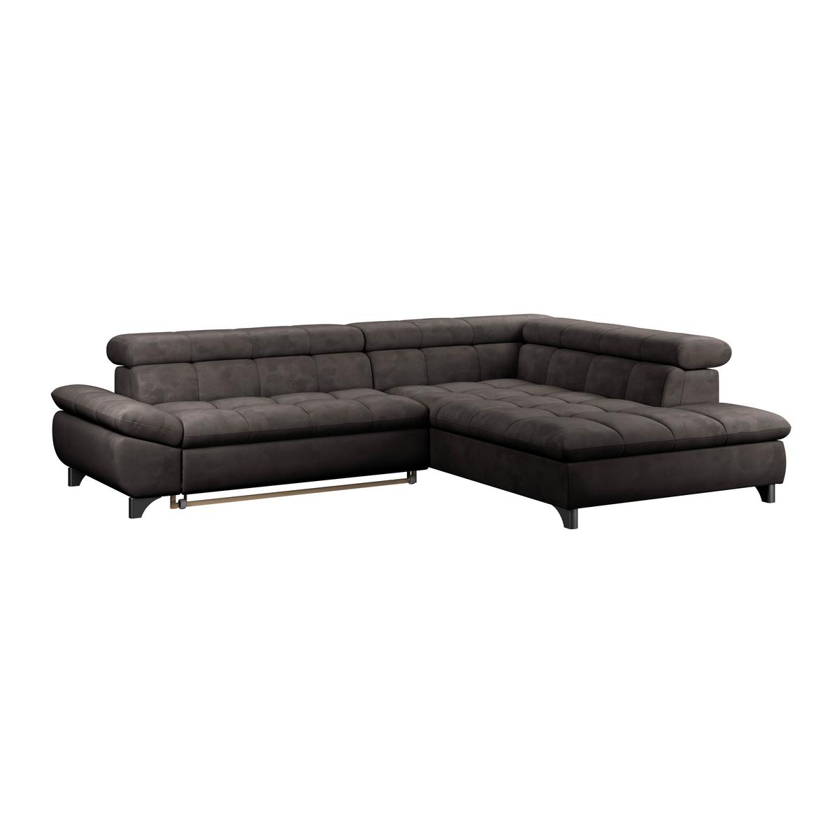 Ecksofa Gemini Graubraun, B: 312cm - Chromfarben/Graubraun, KONVENTIONELL, Textil (312/234cm)