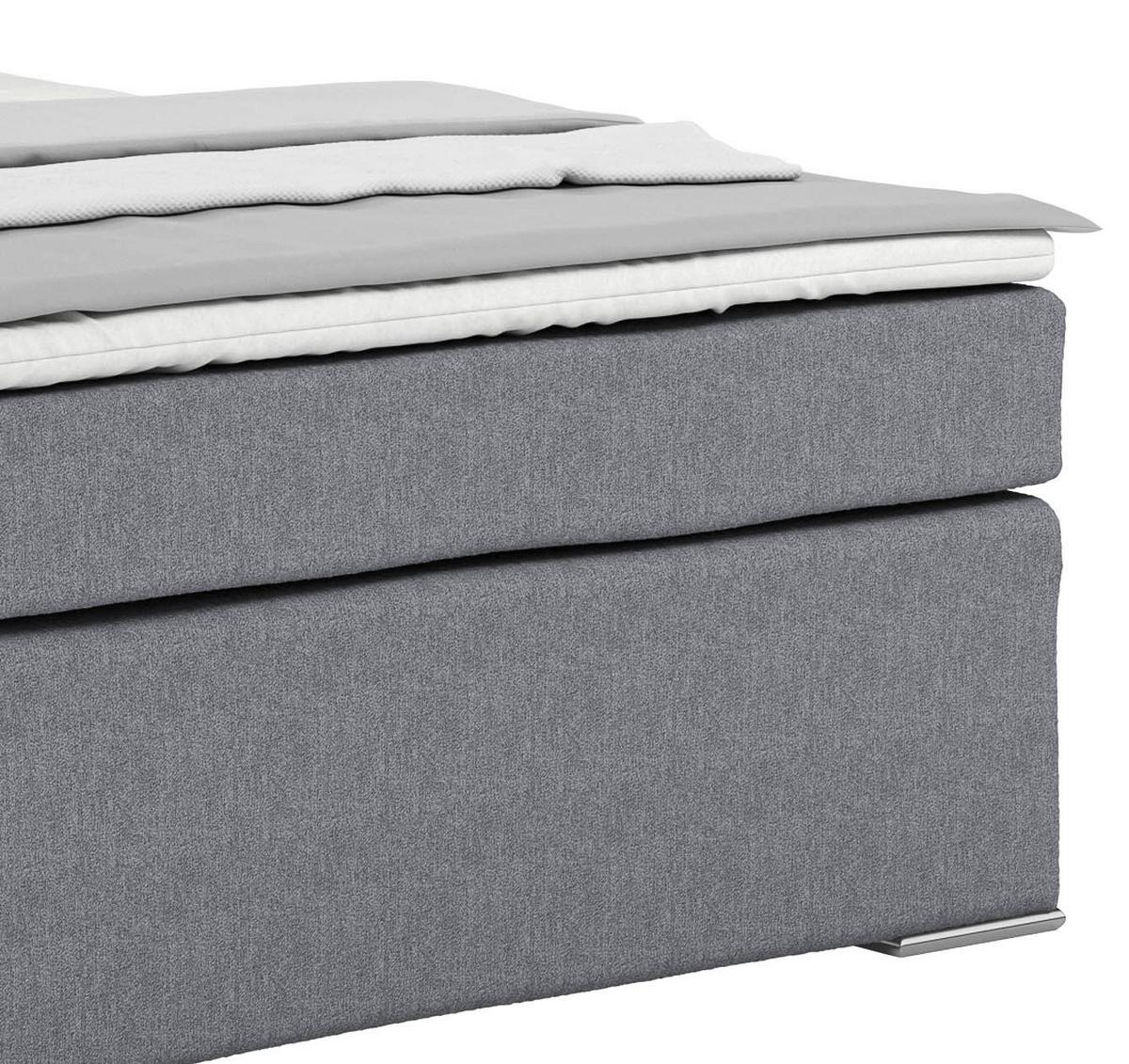 Postel Boxspring NERO PL: 140/200cm, šedozelená - barvy chromu/modrošedá, Konvenční, kov/textil (140/200cm)