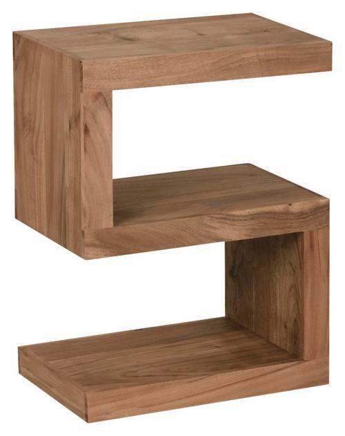 Beistelltisch Echtolz S-Förmig Mumbai, Akazie - Akaziefarben, Design, Holz (44,5/30/60cm) - MID.YOU