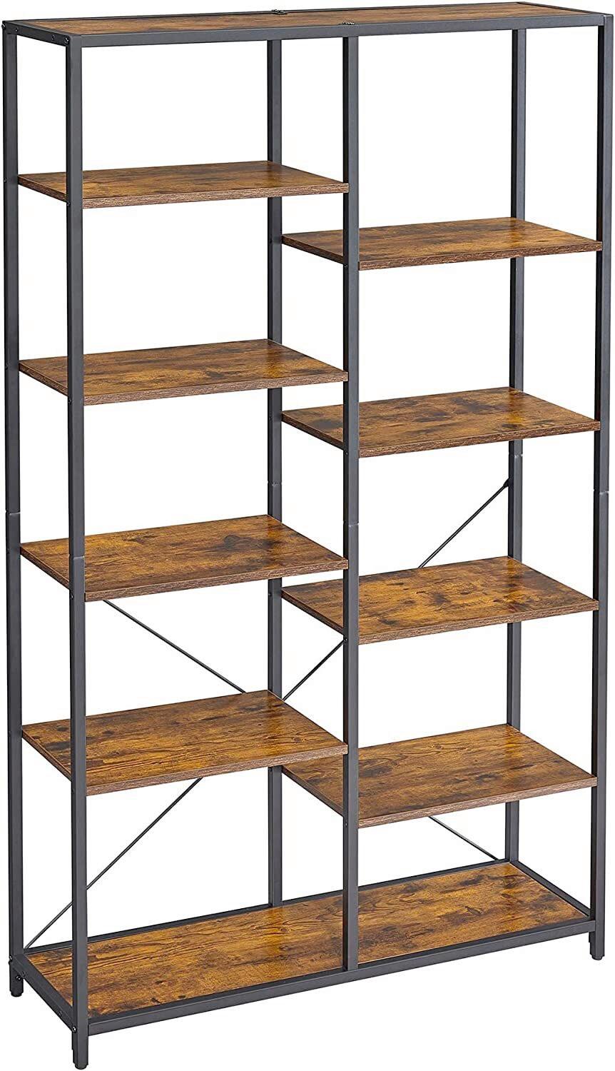 Regál černá/hnědá - černá/hnědá, Basics, kov/kompozitní dřevo (100/170/30cm) - Boxxx