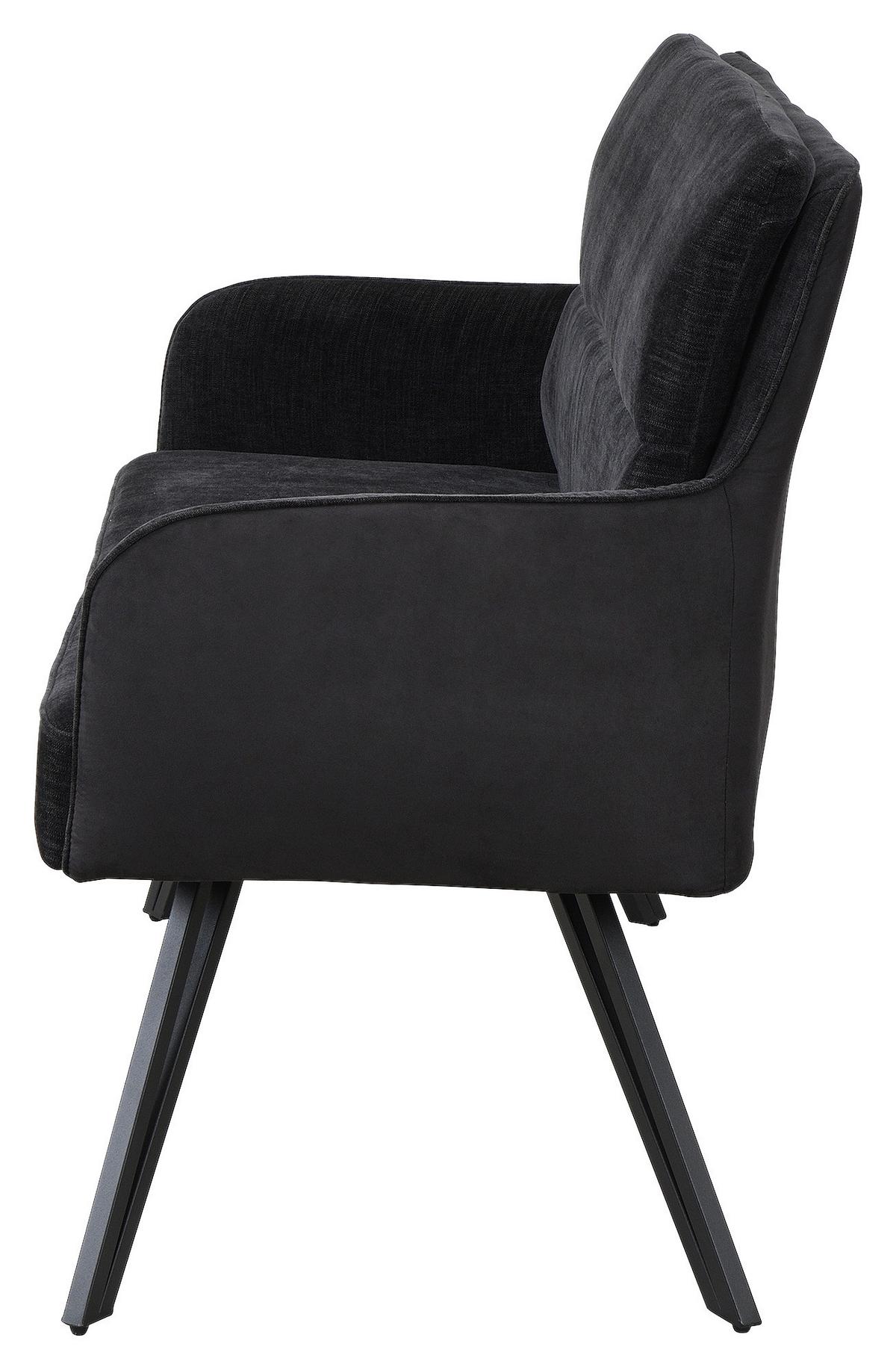 Sitzbank Tino - Schwarz, MODERN, Textil/Metall (140/94/67cm) - MID.YOU