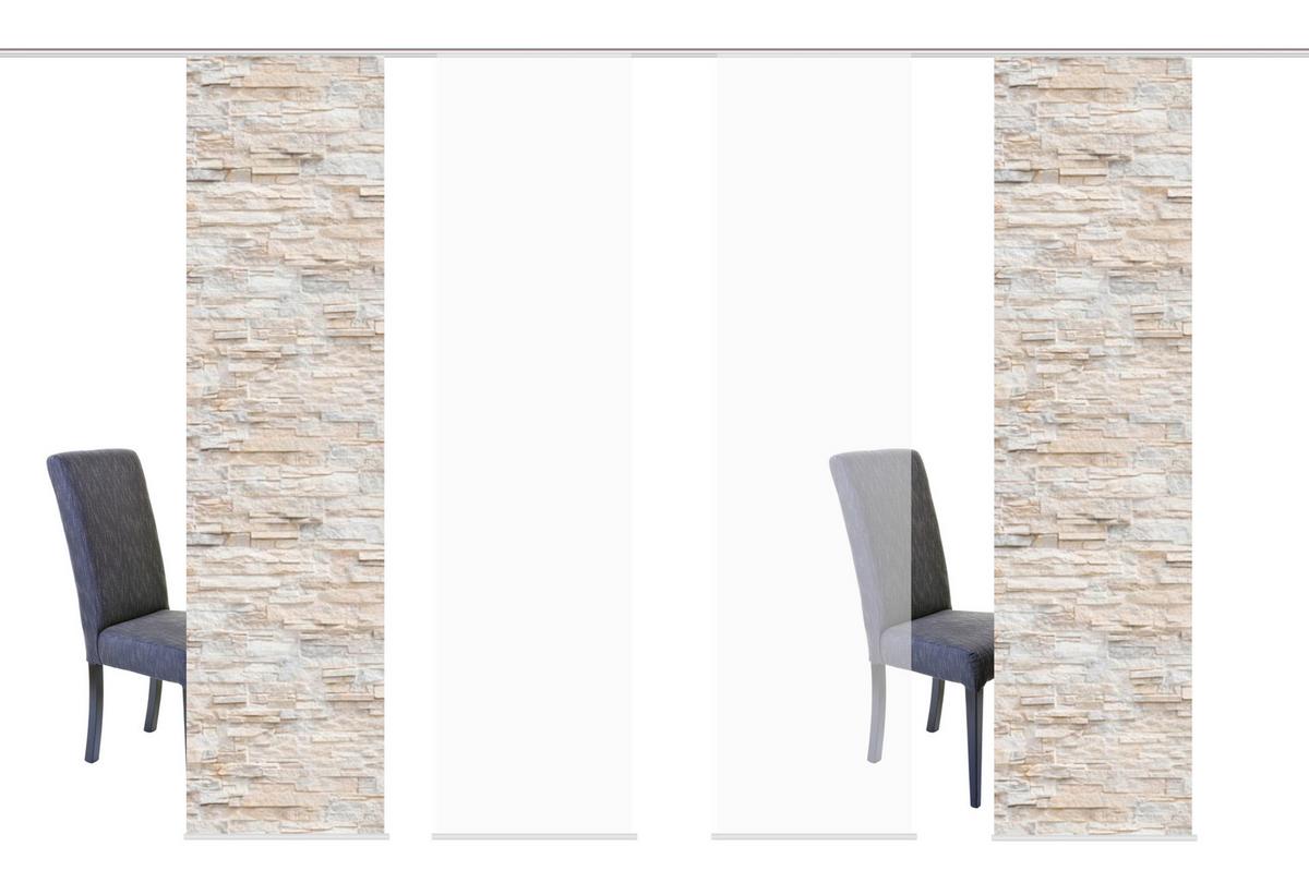 Flächenvorhang 4er Set Wallis - Naturfarben/Weiß, Design, Textil (60/245cm) - Schmidt W. Gmbh