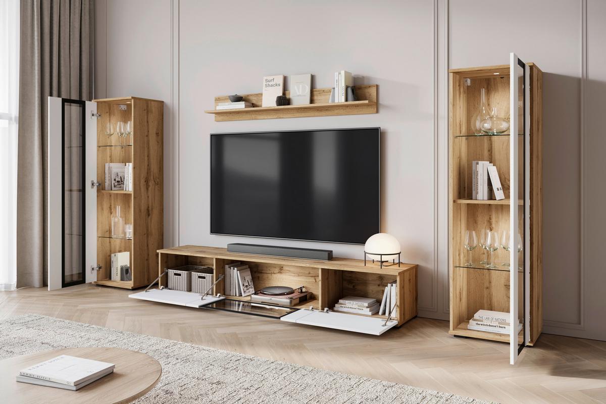 OBÝVACIA STENA CARO - čierna/biela s vysokým leskom, Trend, kompozitné drevo/plast (262/141,9/33cm) - Livetastic