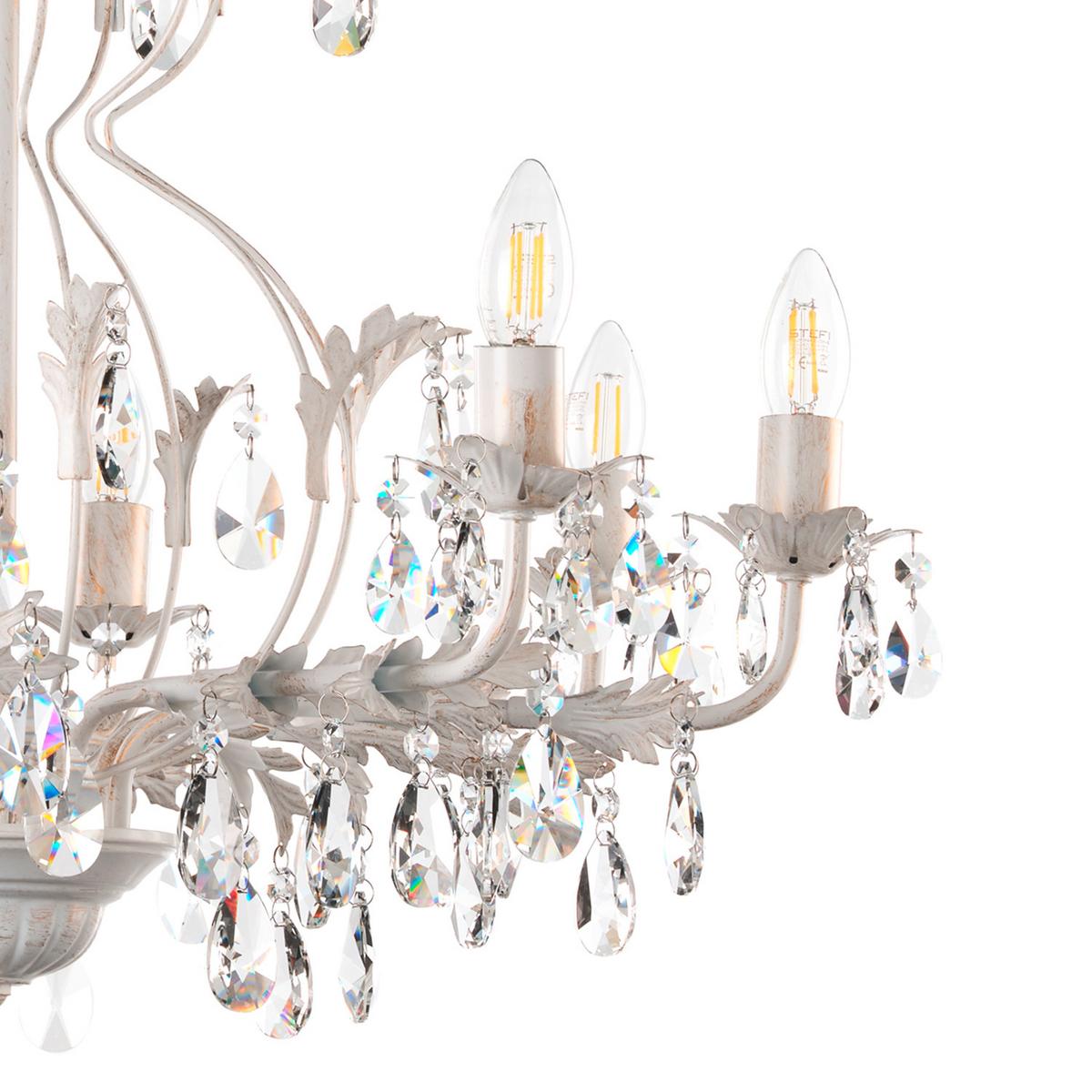 Kristall-hängeleuchte 4670/8a - Weiß, KONVENTIONELL, Glas/Metall (70/105cm)