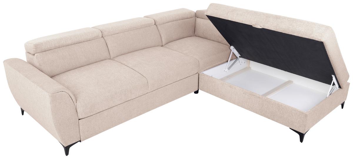 Ecksofa Lapis Creme S: 255/217 cm - Creme/Schwarz, KONVENTIONELL, Textil (255/217cm) - MID.YOU