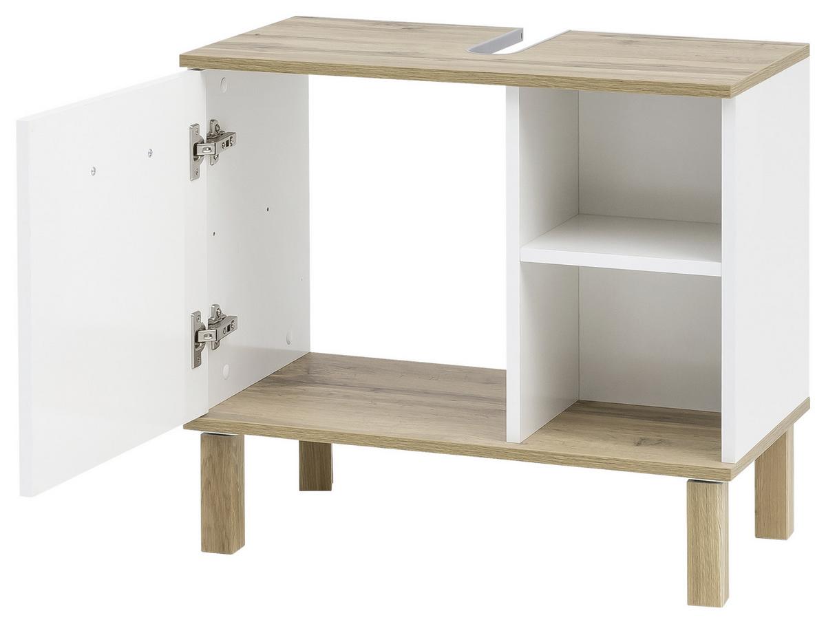 Waschbeckenunterschrank Padua B: 65,2 cm Eiche/Weiß - Eichefarben/Weiß, MODERN, Holzwerkstoff (65,2/60,1/35,0cm) - MID.YOU