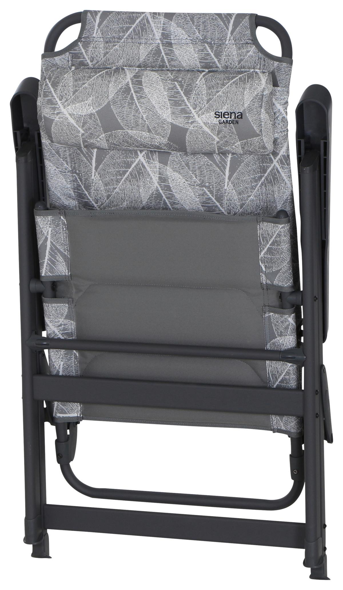 Campingsessel Klappbar Mit Armlehnen + Kopfpolster - Anthrazit/Grau, KONVENTIONELL, Textil/Metall (61/121/68cm) - Siena Garden