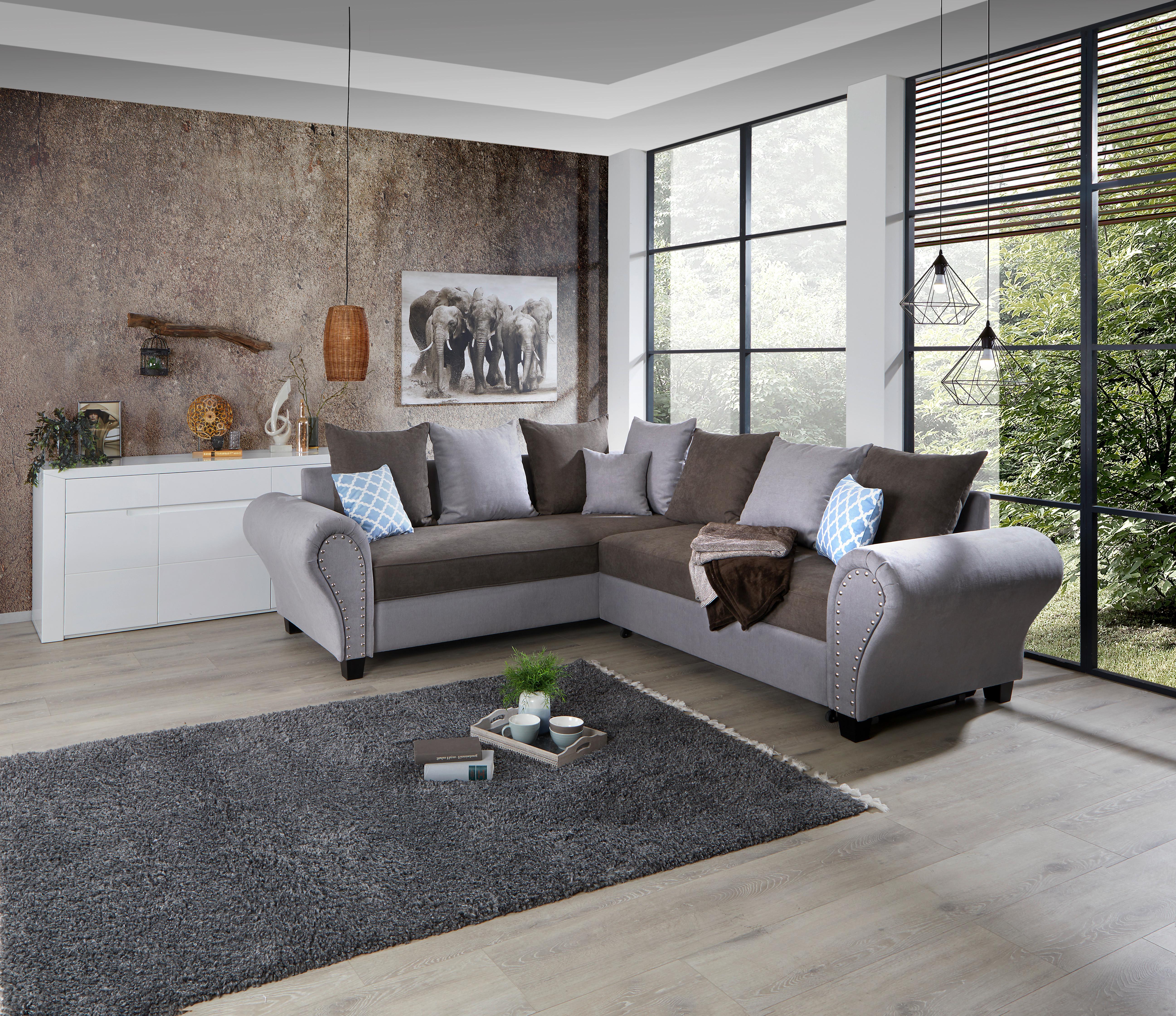 Ecksofa mit Schlaffunktion Living, Mikrofaser/Webstoff - Wengefarben/Dunkelgrau, KONVENTIONELL, Holz/Textil (245/270cm) - James Wood