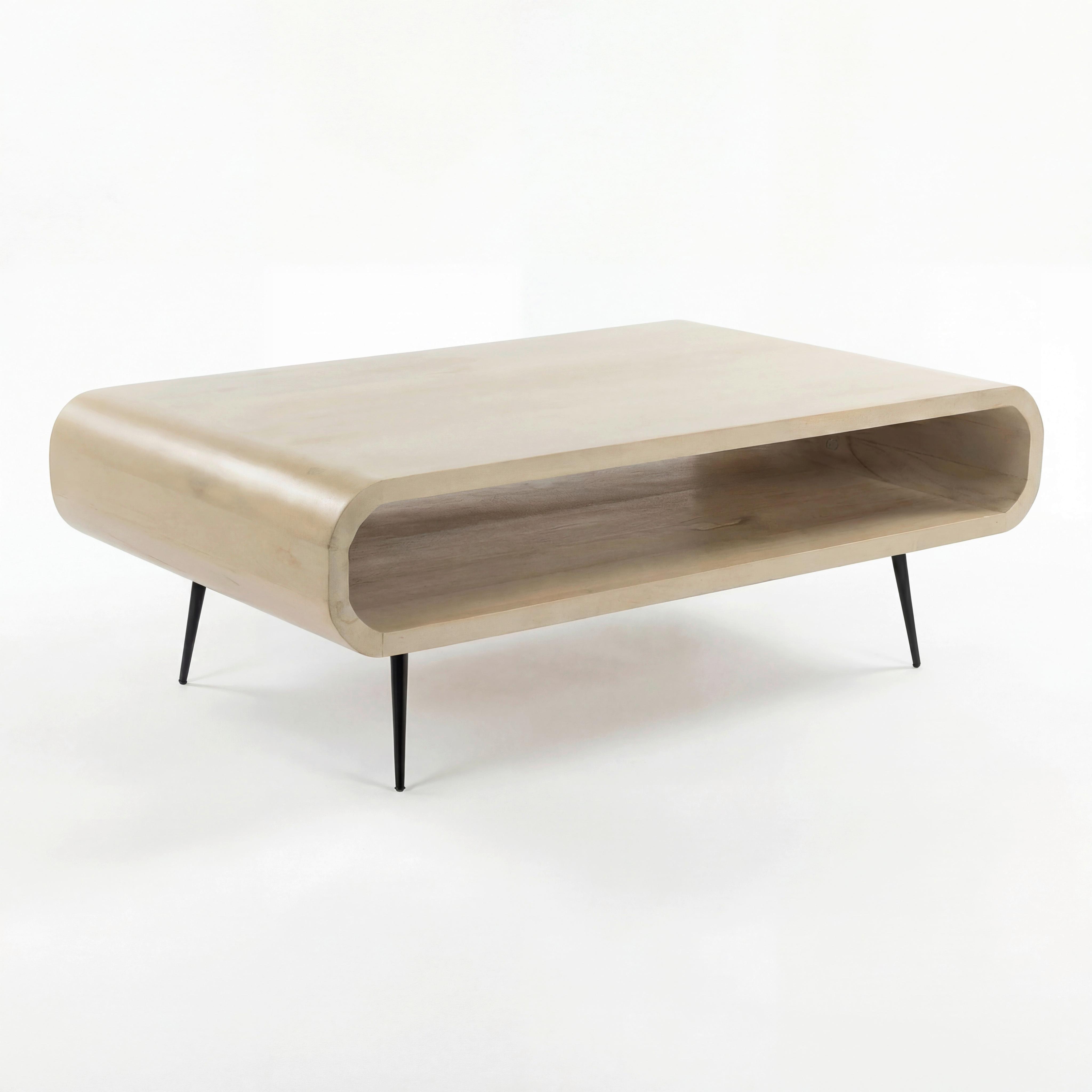 COUCHTISCH Mangoholz B: 90cm - Schwarz/Weiß, Design, Holz/Metall (90/55/30cm) - Livetastic