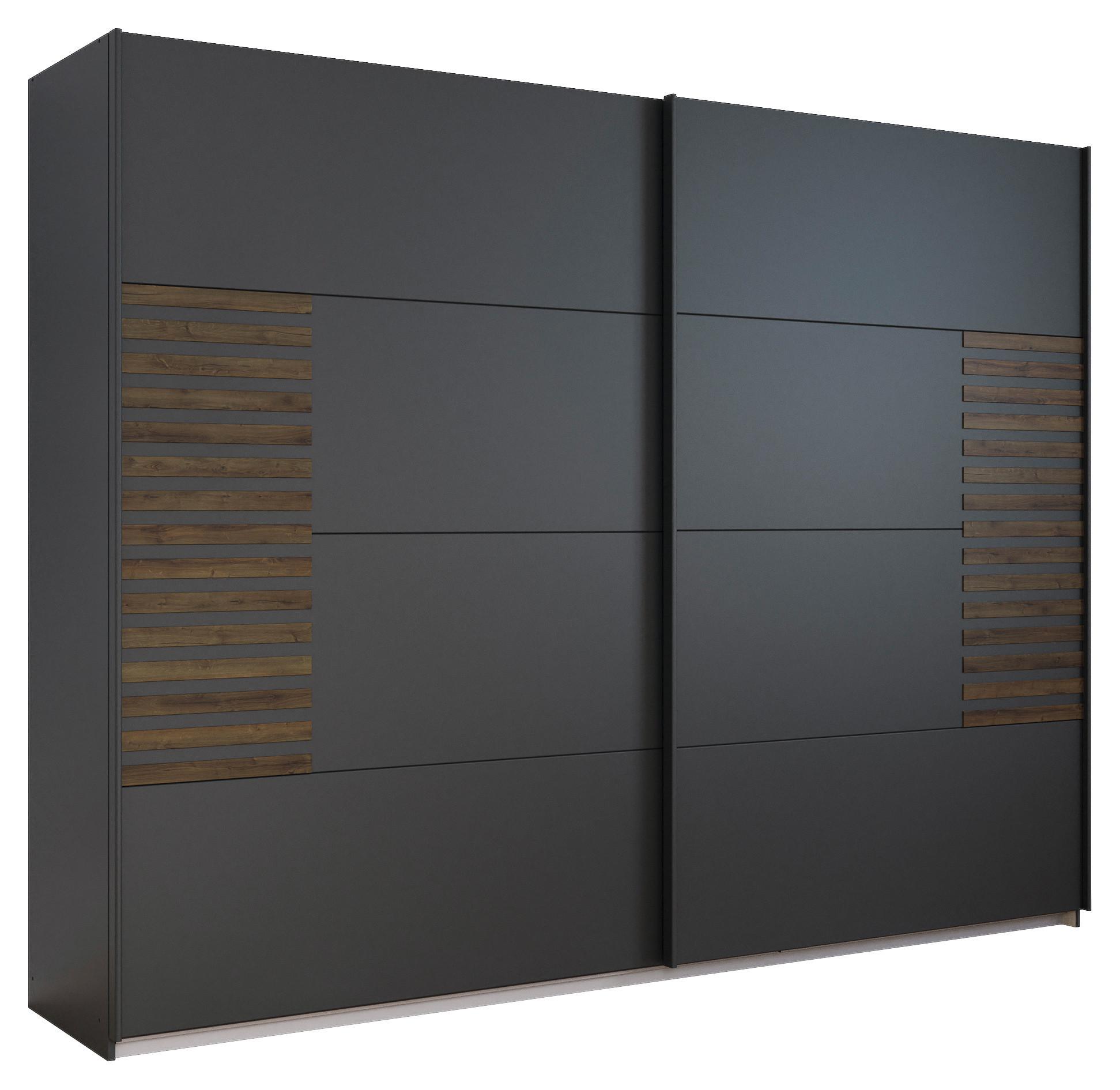 Schwebetürenschrank Barea Dunkelgrau Eiche Dekor - Eiche dunkel/Dunkelgrau, MODERN, Holzwerkstoff (271/210/62cm) - Rauch Möbel
