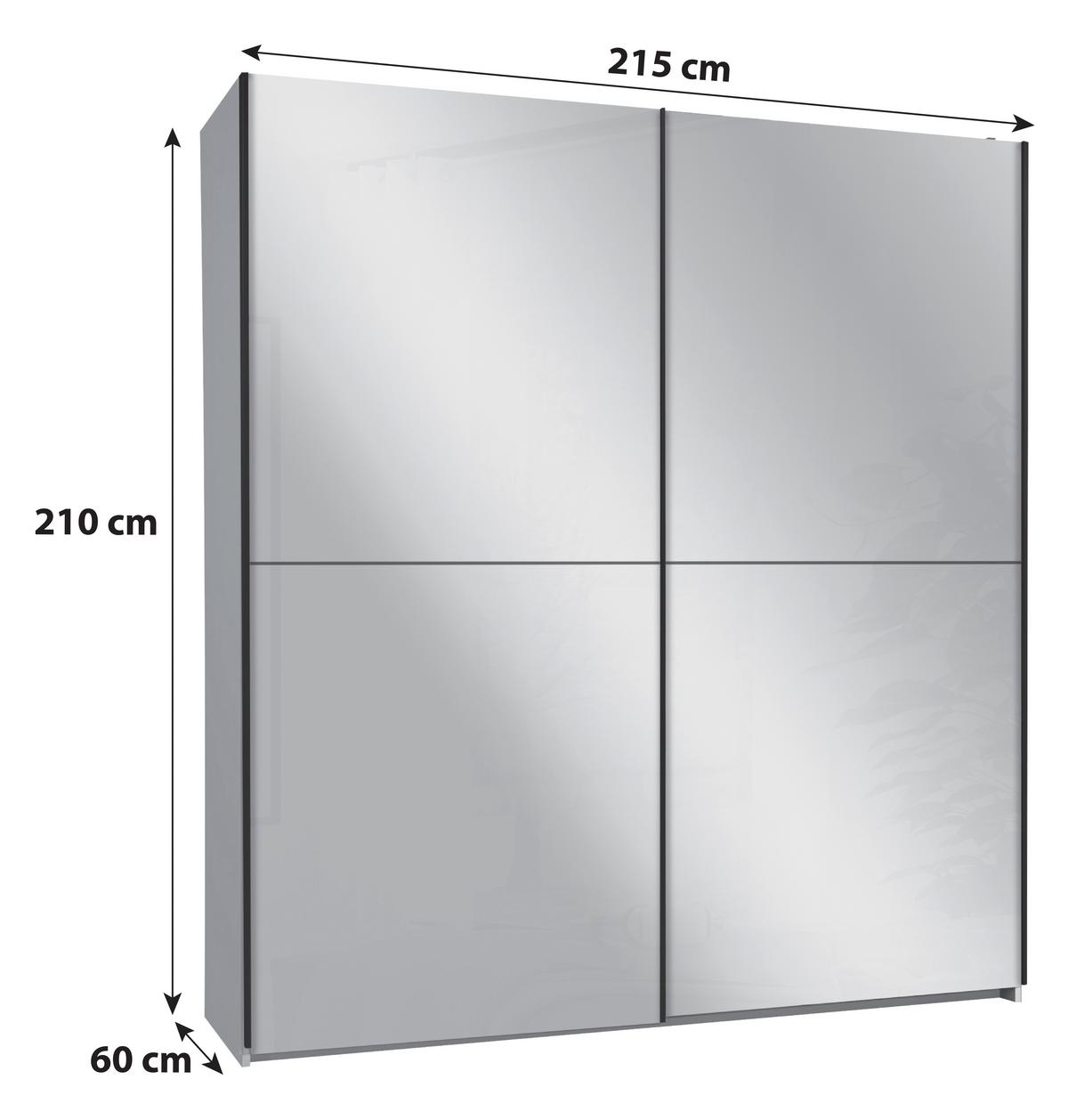 Schwebetürenschrank mit Spiegel 215cm Neomi Weiß - Weiß, Trend, Glas/Holzwerkstoff (215/210/60cm)