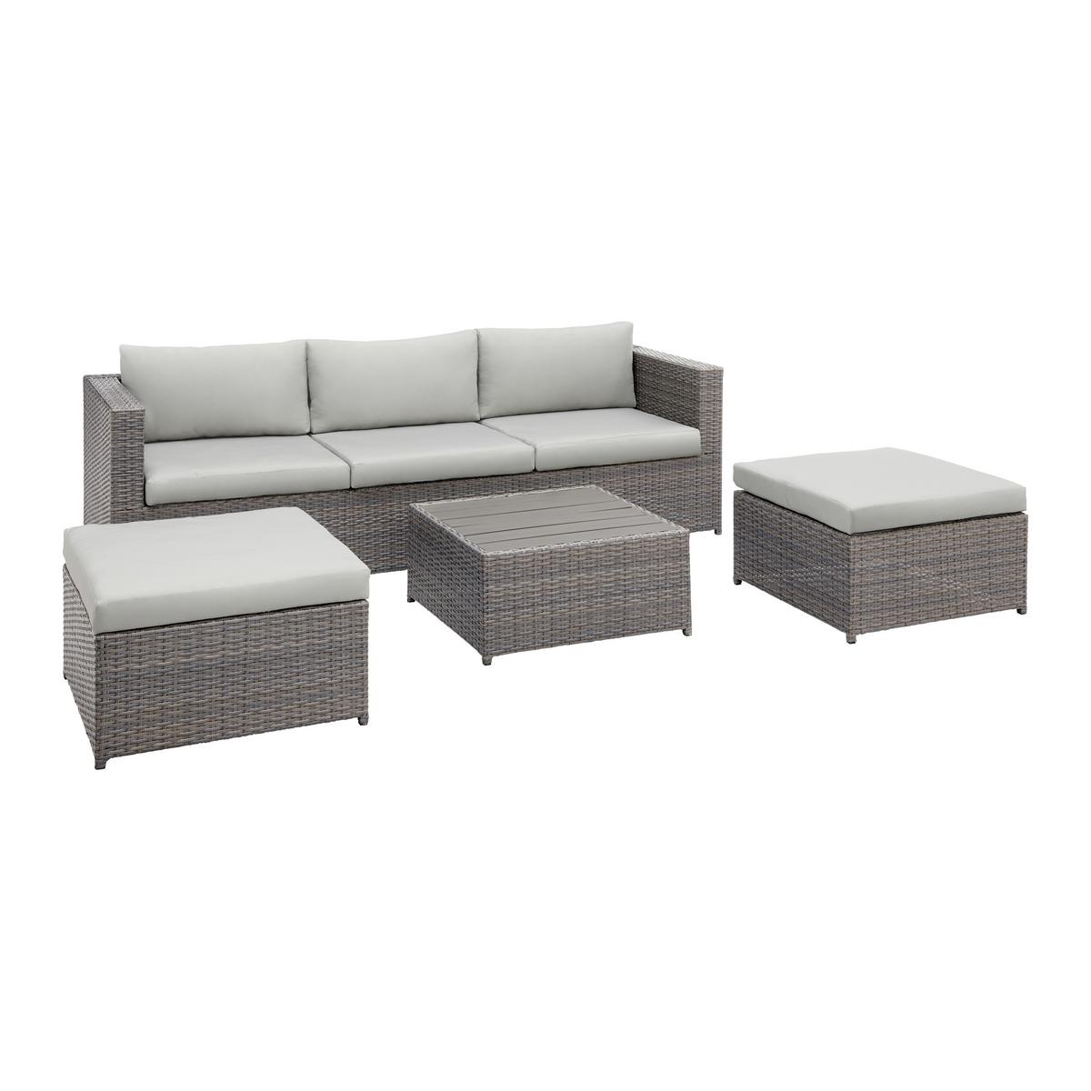 TERASOVÁ SEDACÍ SOUPRAVA CORUNA - světle šedá/tmavě šedá, Moderní, kov/textil - Modern Living