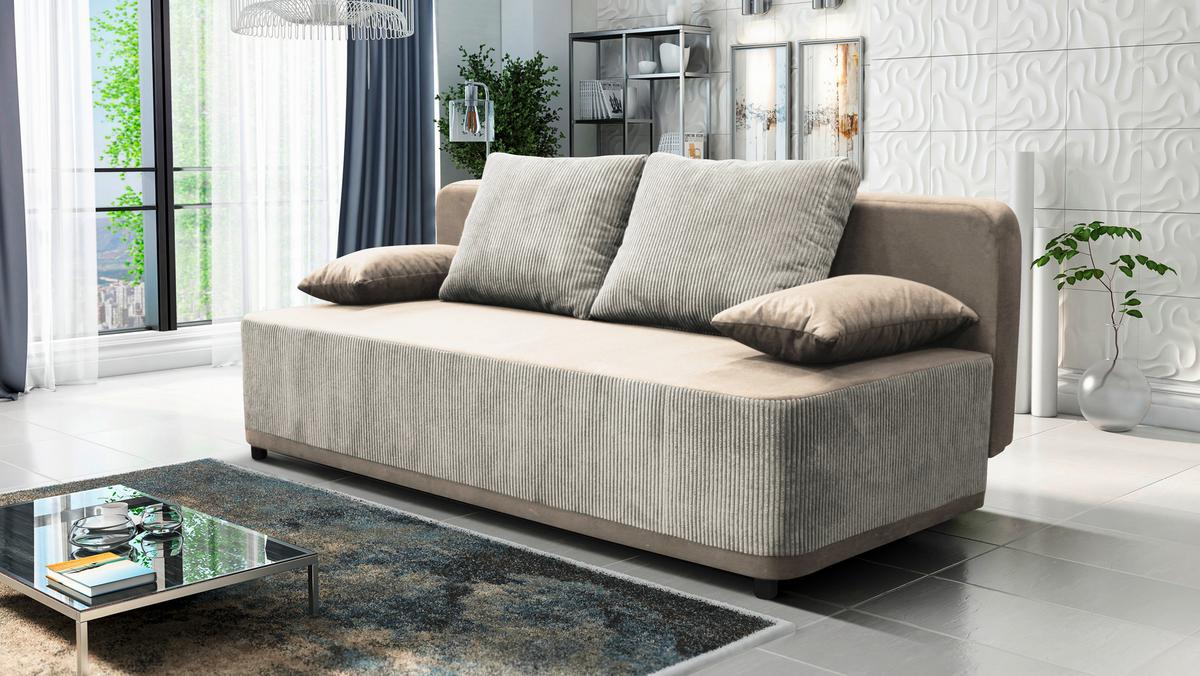 Schlafsofa Stella Creme B: 197 cm - Creme/Schwarz, Design, Textil (197/90/83cm) - MID.YOU
