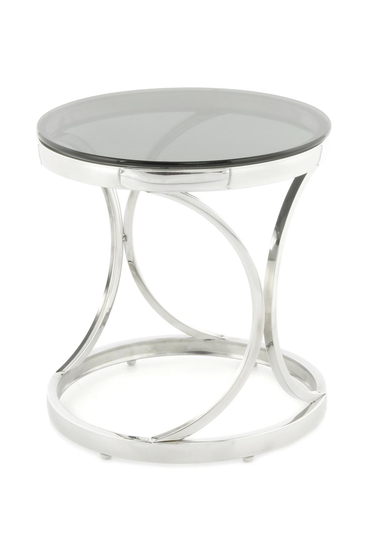 Beistellitsch mit Glasplatte Weyda, Silber/Schwarz - Silberfarben/Schwarz, Basics, Glas/Metall (40/40/42cm) - Kayoom