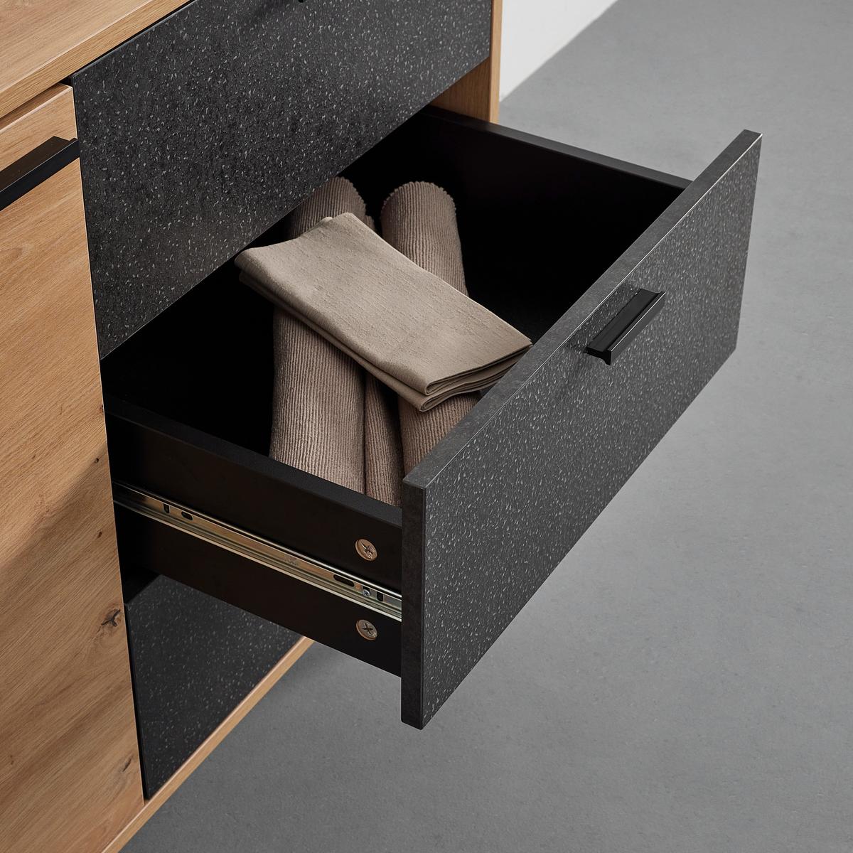 Komoda FOSCA - černá/barvy dubu, Moderní, kov (100/76/40cm) - Bessagi Home
