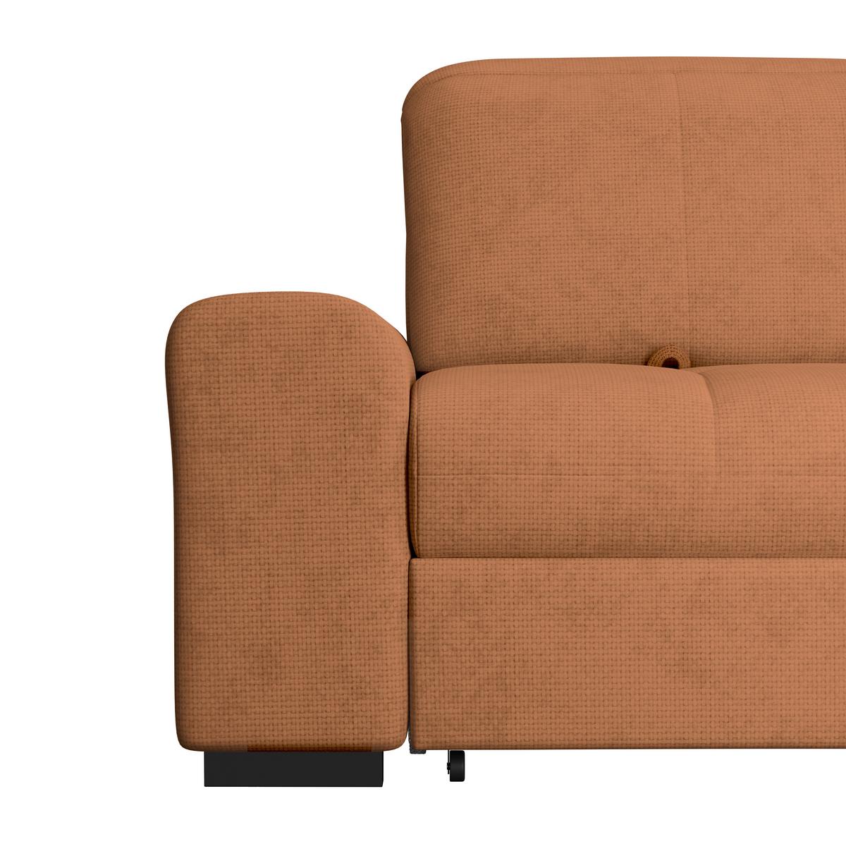Ecksofa mit Bettfunktion Malaga new Chenille terracotta - Terracotta/Schwarz, KONVENTIONELL, Textil (286/203cm) - Ondega