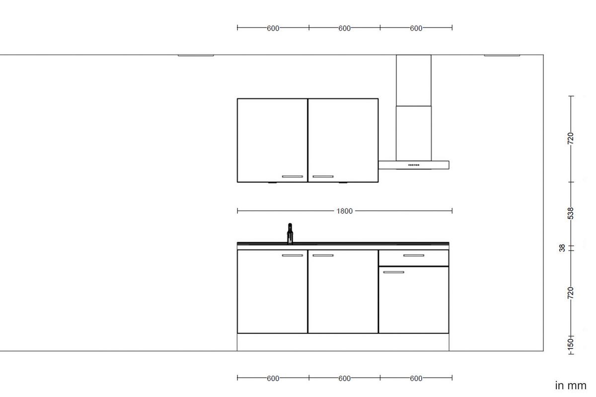 Küchenleerblock Easytouch Low-Line, L1 Rechts - Dunkelgrün/Eichefarben, MODERN, Holzwerkstoff (180cm) - Nobilia