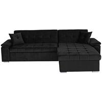 Ecksofa mit Schlaffunktion Keaton + Bettkasten, Schwarz - Schwarz, Basics, Textil (263/169cm) - Livetastic