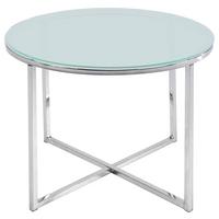 Beistelltisch Mit Glasplatte Rund Cross, Klar/chromfarben - Chromfarben/Klar, Design, Glas/Metall (50/50/50cm) - Carryhome