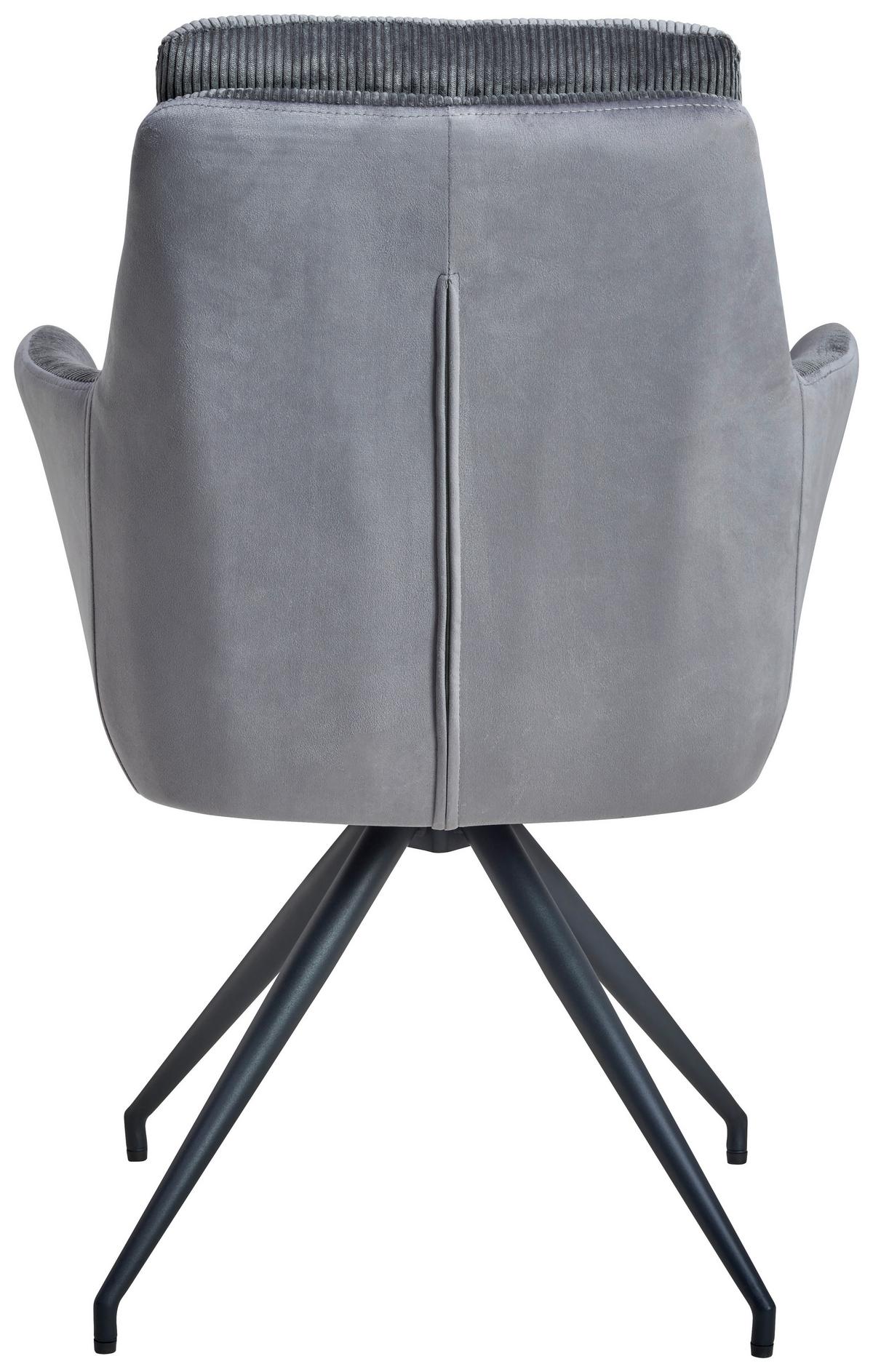 Armlehnstuhl Nizza Grau Gepolstert - Schwarz/Grau, LIFESTYLE, Textil/Metall (60/94/64cm) - MID.YOU