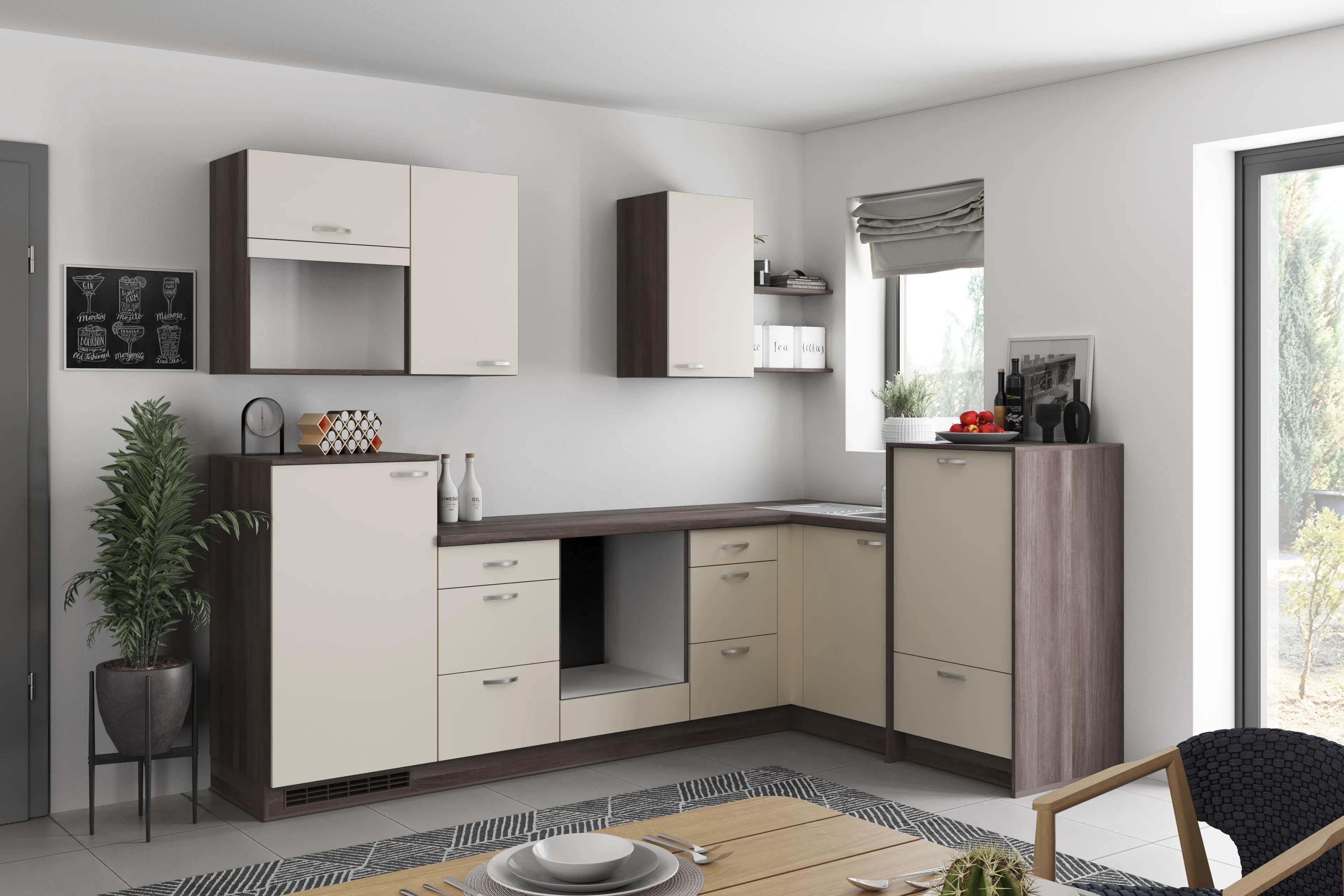 Eckküche Win - Eiche grau/Magnolie, MODERN, Holzwerkstoff (280/178cm) - Express