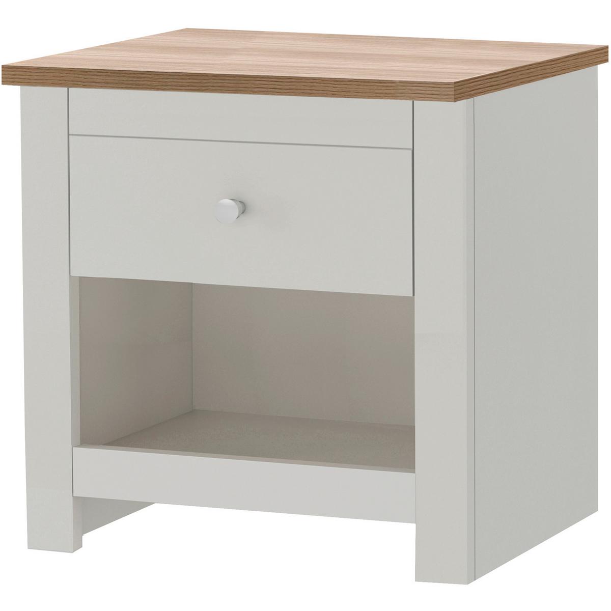 Nachttisch Emerald Creme B: 45 cm - Eichefarben/Creme, Design, Holzwerkstoff (45/46/35cm) - MID.YOU