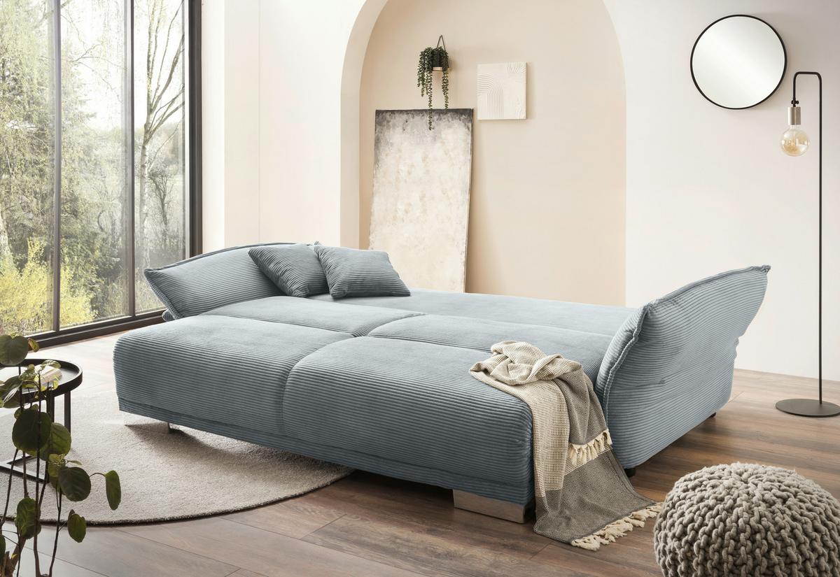 Bigsofa Pera, Hellblau B: 242 cm - Chromfarben/Hellblau, MODERN, Textil (242/71/90/131cm) - Livetastic