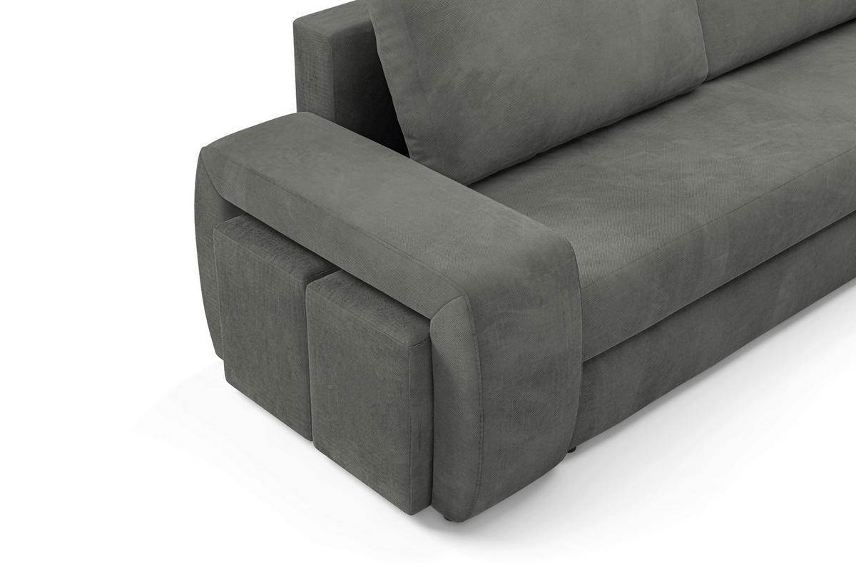 Schlafsofa Ines Grau B: 258cm - Schwarz/Grau, Design, Textil (258/98/95cm) - Livetastic