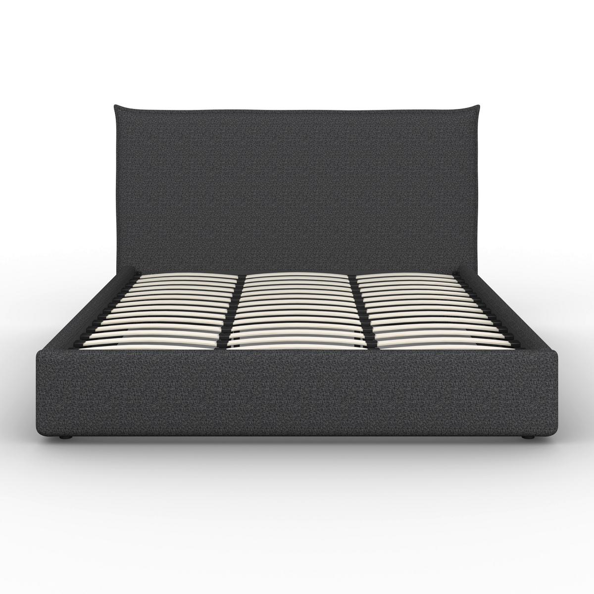 Čalúnená posteľ ALBA 180x200 cm, tmavosivá - čierna/prírodná farba, Modern, drevo/textil (180/200cm) - Bessagi Home