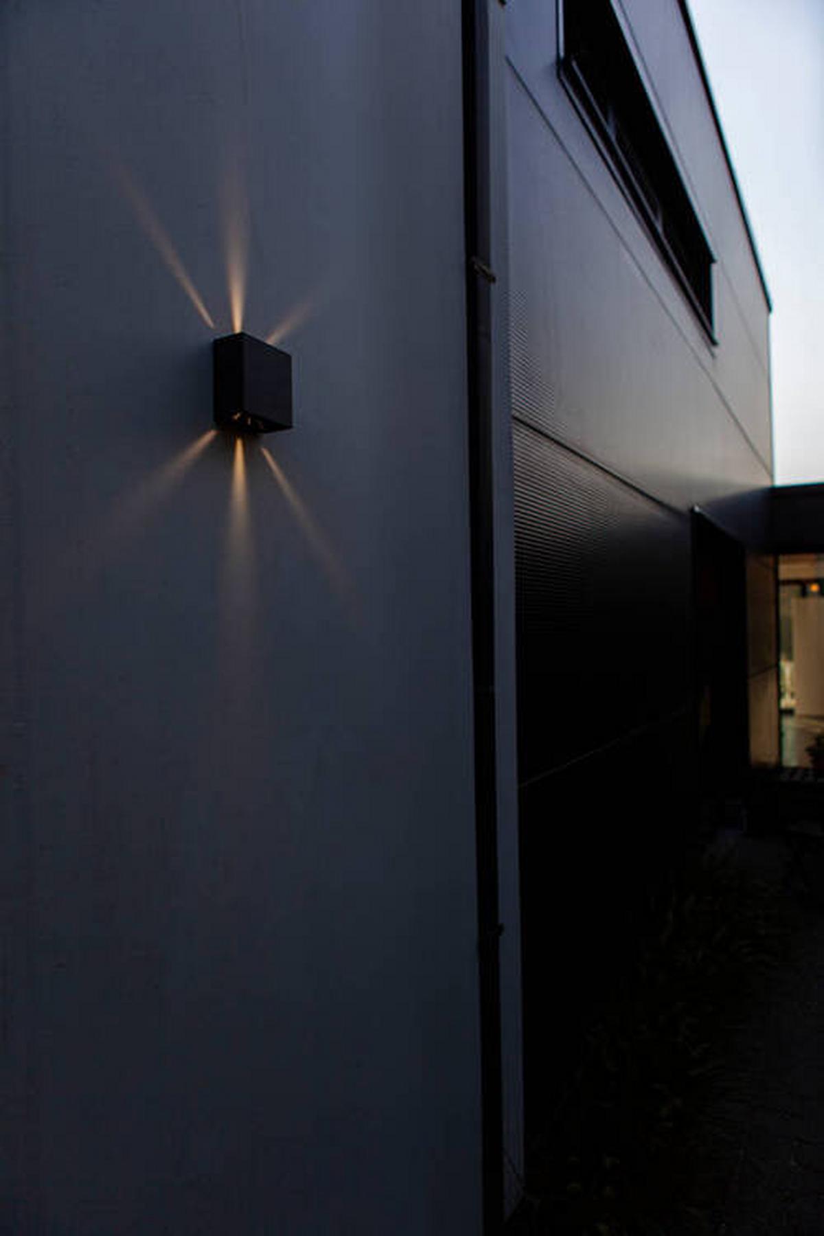 Außenwandleuchte Gemini Beams 10w Aluminium, Wandmontage - Schwarz, Basics, Metall (11/11/6cm)