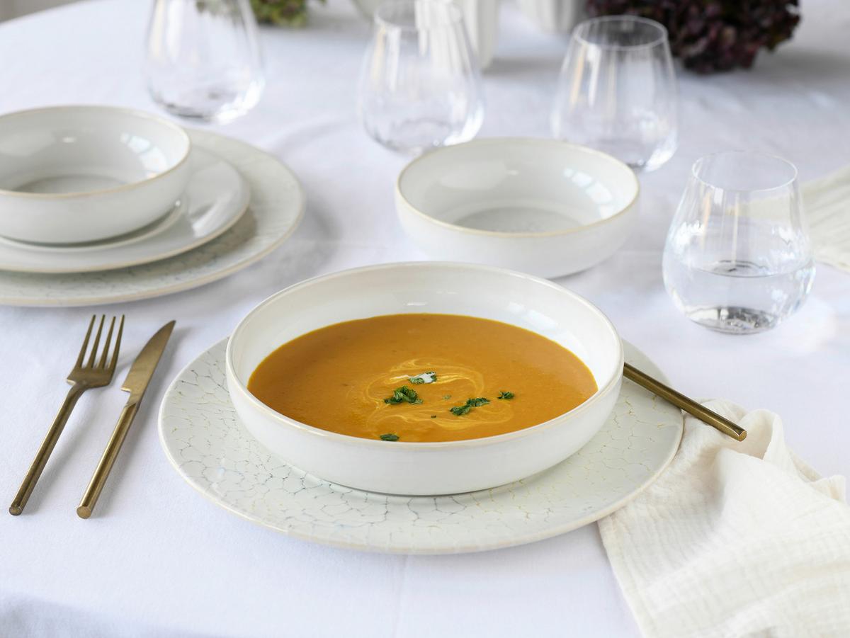 Tafelservice Unico Toscania Steinzeug, Creme, 8-teilig - Creme/Weiß, Basics, Keramik - Creatable