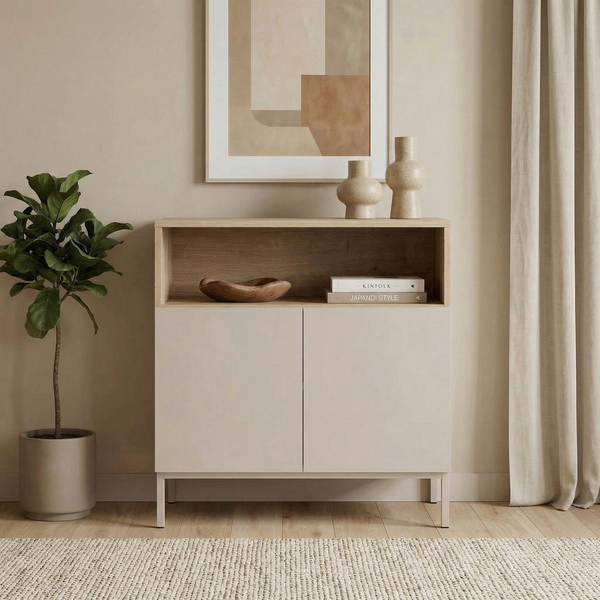 SIDEBOARD Sand-/Eichefarben B: 80cm - Sandfarben/Eichefarben, MODERN, Holzwerkstoff (80/80/40cm)