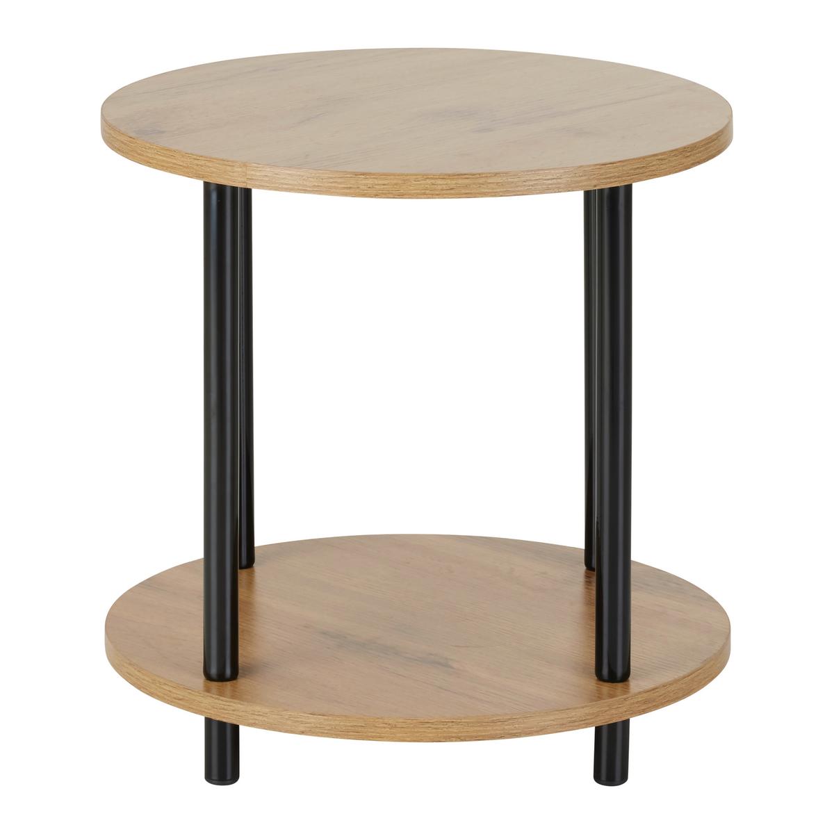 Prírodný stolík NEAPEL dekor dub Artisan - čierna/prírodná farba, Modern, kov/kompozitné drevo (40/40cm) - Mömax