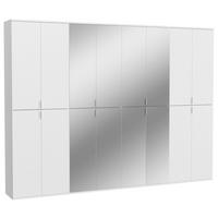 Drehtürenschrank mit Spiegel 244 cm Projekt, Weiß Hochglanz - Weiß Hochglanz/Weiß, MODERN, Glas/Holzwerkstoff (244/193/34cm) - MID.YOU