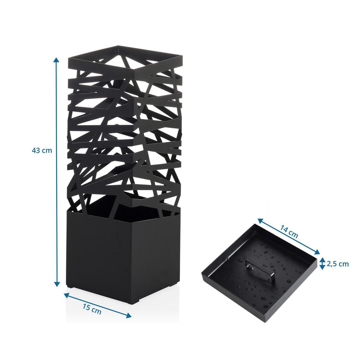 SCHIRMSTÄNDER Pluvaris Schwarz B: 15cm - Schwarz, MODERN, Metall (15/43/15cm) - MID.YOU