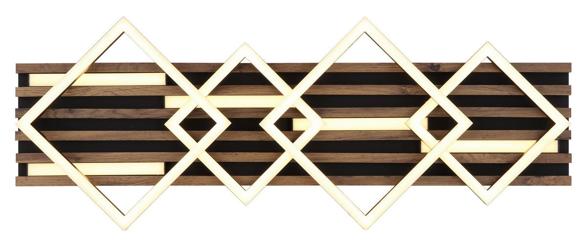 LED-Deckenleuchte 67344d3 Obrien - Dunkelbraun/Schwarz, Natur, Holzwerkstoff/Kunststoff (82/31/9,5cm) - Globo