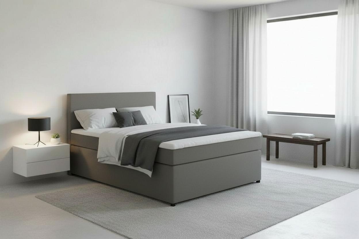 Boxspringbett Togo 140 140x200 Grau - Schwarz/Grau, MODERN, Holzwerkstoff/Textil (140/200cm) - MID.YOU