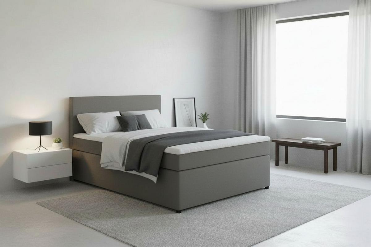 Boxspringbett Togo 140 140x200 Grau - Schwarz/Grau, MODERN, Holzwerkstoff/Textil (140/200cm) - MID.YOU