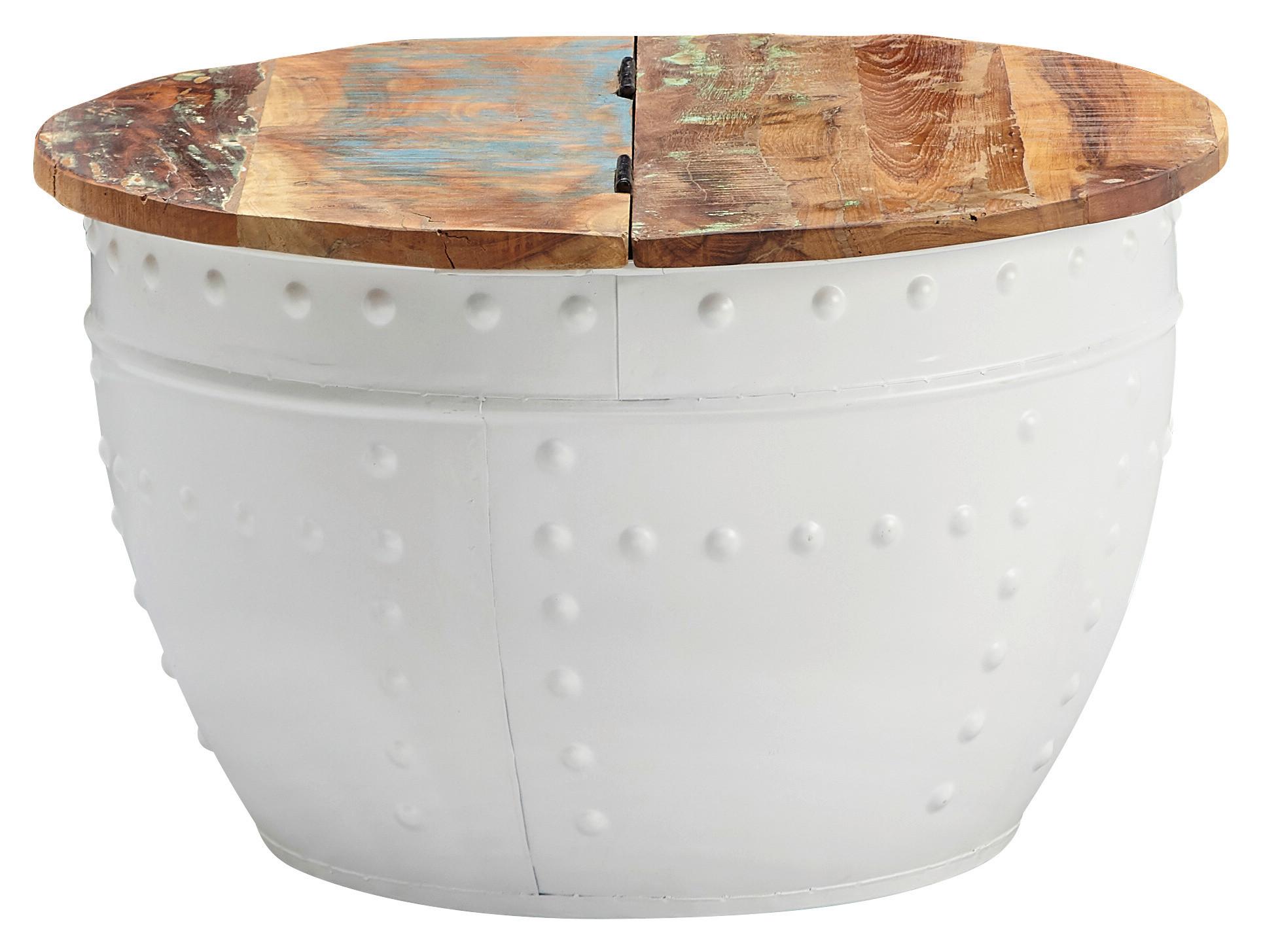 Konferenčný stolík WOHNLING mangové drevo - hnedá/biela, Modern, kov/drevo (60/60/36cm) - MID.YOU