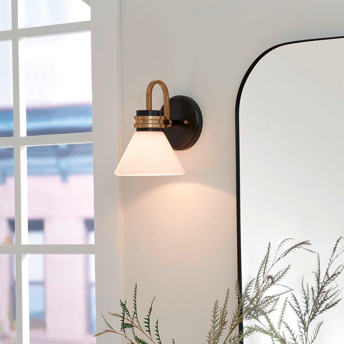 Fürdőszobai Falilámpa Kl-Farum1-Bk-Cpz - Pezsgő/fekete, Konventionell, üveg/fém (24/17,8/21,5cm) - Elstead Lighting