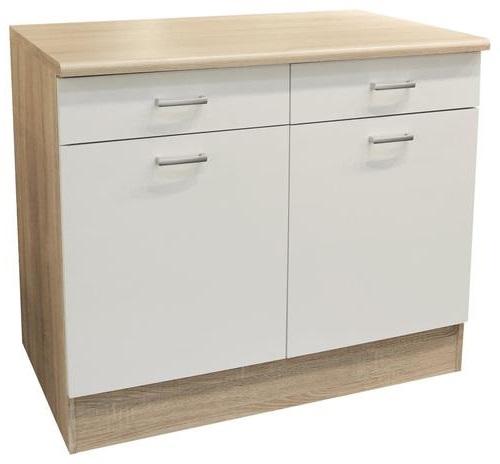 Spodná kuchynská skrinka ANDY šírka/výška: 100/90 cm - biela/strieborná, Basics, kompozitné drevo/plast (100/90/60cm) - MID.YOU