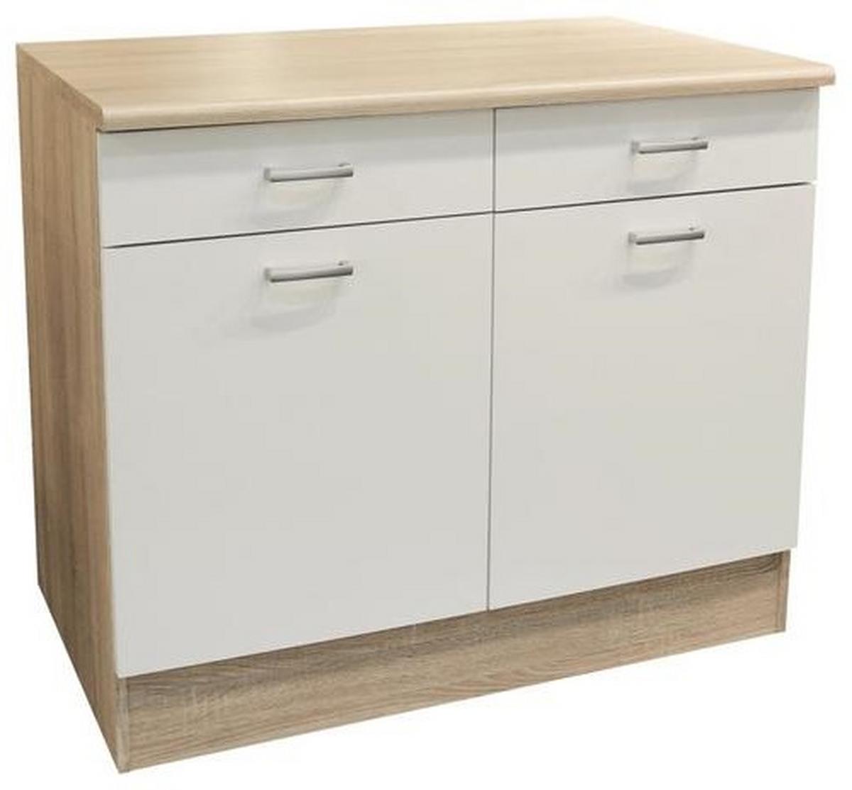 Spodná kuchynská skrinka ANDY šírka/výška: 100/90 cm - biela/strieborná, Basics, kompozitné drevo/plast (100/90/60cm) - MID.YOU
