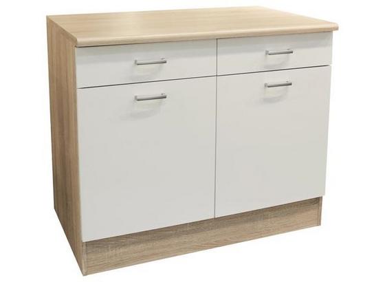 Küchenunterschrank Andy B:100 cm Eiche Dekor,weiß - Eichefarben/Weiß, Basics, Holzwerkstoff (100/90/60cm) - Xora Küchenunterschrank Andy B:100 cm Eiche Dekor,weiß - Eichefarben/Weiß, Basics, Holzwerkstoff (100/90/60cm) - Xora