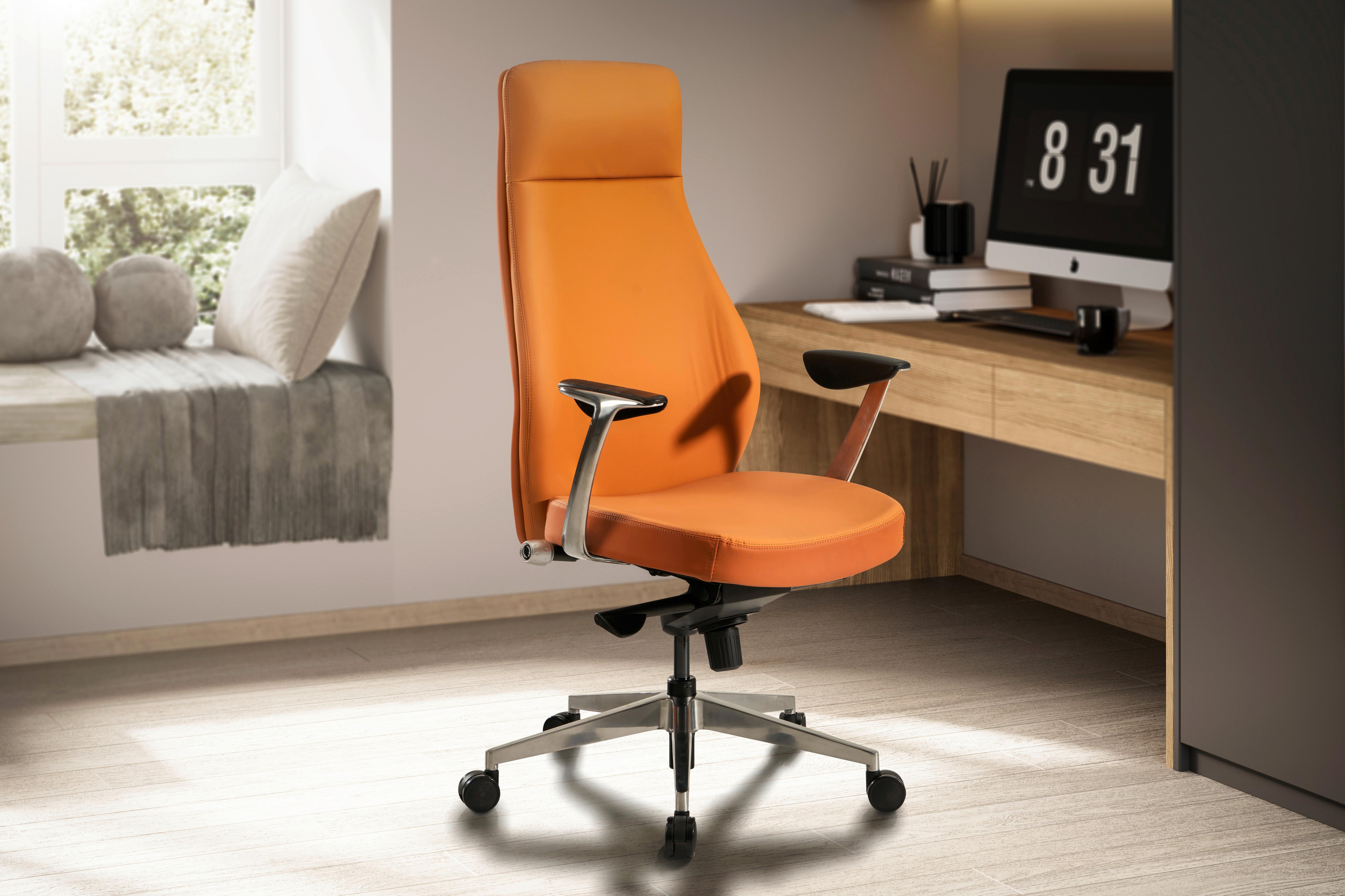 Chefsessel Braun B: 74 cm - Silberfarben/Braun, Design, Kunststoff/Textil (74/125/74cm) - MID.YOU