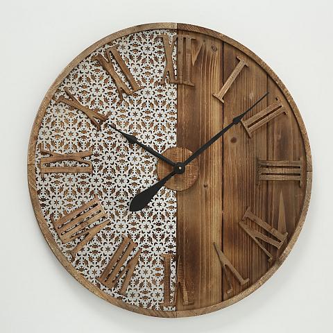 Nástěnné Hodiny Abbey, Drevo, P: 70 Cm - šedá/přírodní barvy, Design, kompozitní dřevo (70cm)